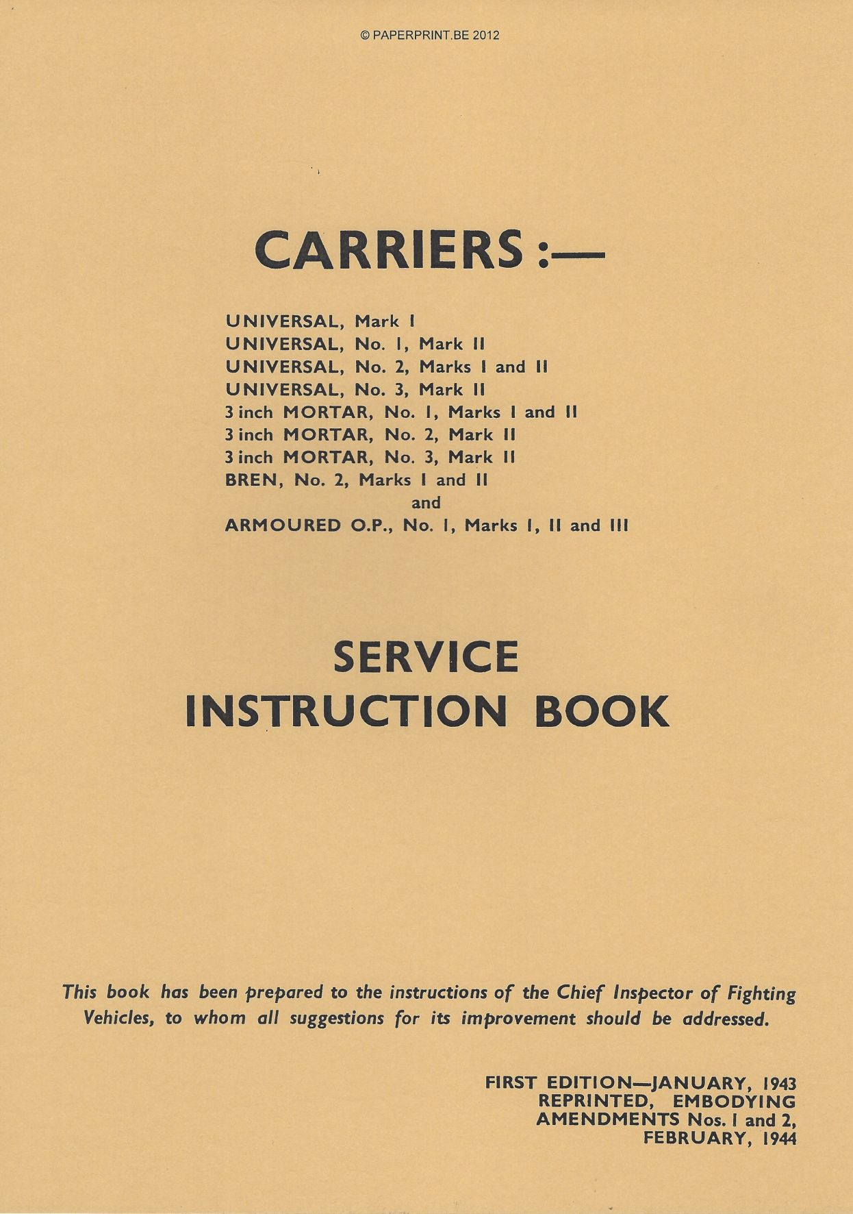 CARRIERS SERVICE INSTRUCTION BOOK